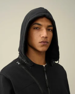 C.P. Company Cotton Fleece Hooded Sweatshirt Black Cheap