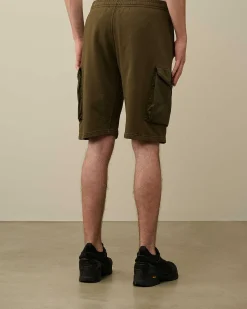 C.P. Company Cotton Fleece Mixed Cargo Shorts Ivy Green Cheap