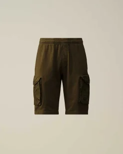 C.P. Company Cotton Fleece Mixed Cargo Shorts Ivy Green Cheap