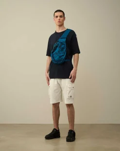 C.P. Company Cotton Fleece Mixed Cargo Shorts Gauze White Cheap