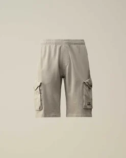 C.P. Company Cotton Fleece Mixed Cargo Shorts Drizzle Grey Fashion