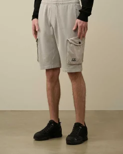 C.P. Company Cotton Fleece Mixed Cargo Shorts Drizzle Grey Fashion
