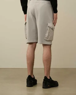 C.P. Company Cotton Fleece Mixed Cargo Shorts Drizzle Grey Fashion