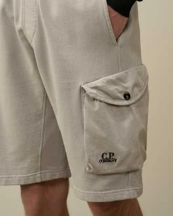 C.P. Company Cotton Fleece Mixed Cargo Shorts Drizzle Grey Fashion