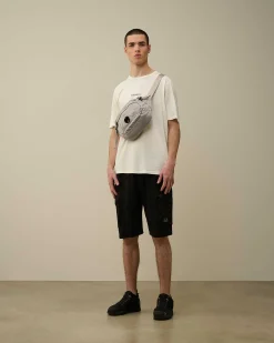C.P. Company Cotton Fleece Mixed Cargo Shorts Black Discount