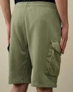 C.P. Company Cotton Fleece Mixed Cargo Shorts Agave Green Best Sale