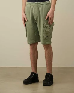 C.P. Company Cotton Fleece Mixed Cargo Shorts Agave Green Best Sale