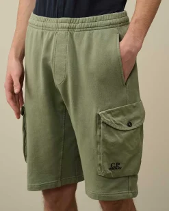 C.P. Company Cotton Fleece Mixed Cargo Shorts Agave Green Best Sale