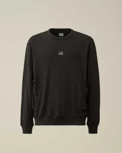C.P. Company Cotton Fleece Mixed Sweatshirt Black Cheap