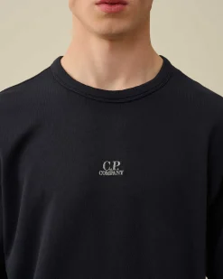 C.P. Company Cotton Fleece Mixed Sweatshirt Total Eclipse-Blue Online