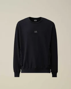 C.P. Company Cotton Fleece Mixed Sweatshirt Total Eclipse-Blue Online