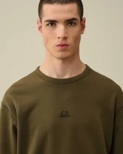 C.P. Company Cotton Fleece Mixed Sweatshirt Ivy Green New
