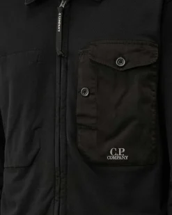 C.P. Company Cotton Fleece Mixed Zipped Shirt Black Fashion