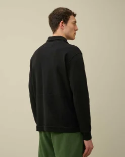 C.P. Company Cotton Fleece Mixed Zipped Shirt Black Fashion