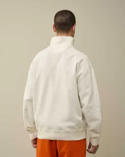 C.P. Company Cotton Fleece Mixed Zipped Sweatshirt Gauze White Online