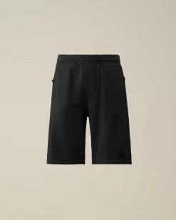 C.P. Company Cotton Fleece Shorts Black Sale