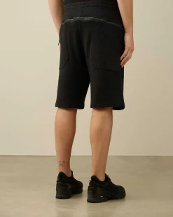 C.P. Company Cotton Fleece Shorts Black Sale