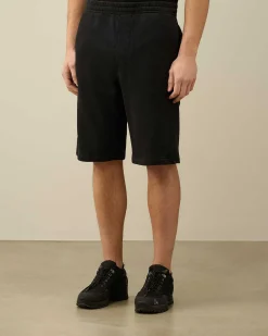 C.P. Company Cotton Fleece Shorts Black Sale