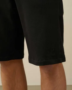 C.P. Company Cotton Fleece Shorts Black Sale