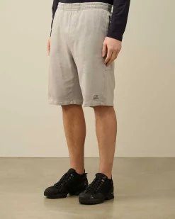 C.P. Company Cotton Fleece Shorts Drizzle Grey Shop