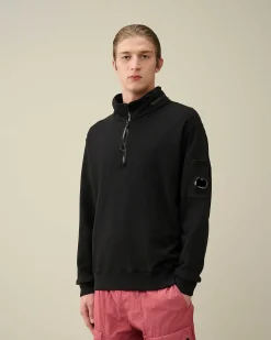 C.P. Company Cotton Fleece Zipped Sweatshirt Black Store