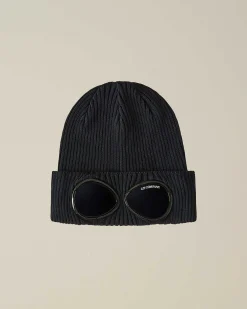 C.P. Company Cotton Goggle Beanie Total Eclipse-Blue New