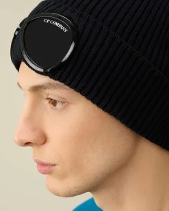 C.P. Company Cotton Goggle Beanie Total Eclipse-Blue New