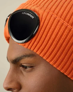 C.P. Company Cotton Goggle Beanie Gold Flame-Orange Flash Sale