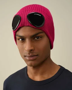 C.P. Company Cotton Goggle Beanie Red Bud Cheap