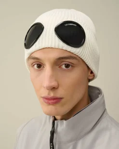 C.P. Company Cotton Goggle Beanie Gauze White Best Sale