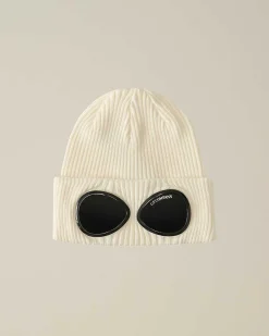 C.P. Company Cotton Goggle Beanie Gauze White Best Sale