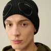 C.P. Company Cotton Goggle Beanie Black Discount