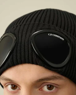 C.P. Company Cotton Goggle Beanie Black Discount