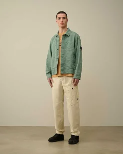 C.P. Company Cotton/Linen Overshirt Green Bay Outlet