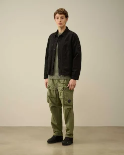 C.P. Company Cotton/Linen Overshirt Black Sale
