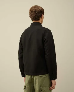 C.P. Company Cotton/Linen Overshirt Black Sale