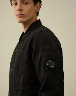 C.P. Company Cotton/Linen Overshirt Black Sale