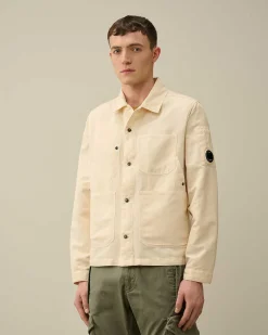 C.P. Company Cotton/Linen Overshirt Pistachio Shell-Beige Clearance