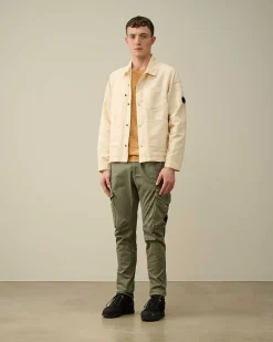 C.P. Company Cotton/Linen Overshirt Pistachio Shell-Beige Clearance