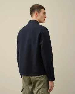 C.P. Company Cotton/Linen Overshirt Total Eclipse-Blue Clearance