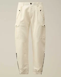 C.P. Company Cotton/Linen Regular Cargo Pants Gauze White Best Sale
