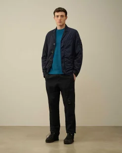 C.P. Company Cotton/Linen Regular Cargo Pants Total Eclipse-Blue Clearance