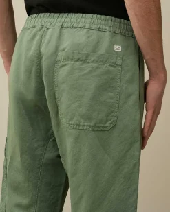 C.P. Company Cotton/Linen Regular Cargo Pants Green Bay Discount