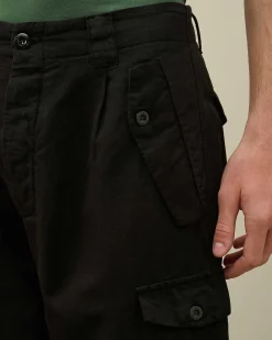 C.P. Company Cotton/Linen Regular Cargo Pants Black Store
