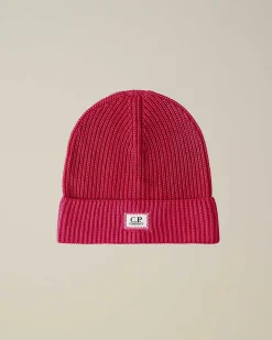 C.P. Company Cotton Logo Beanie Red Bud Shop
