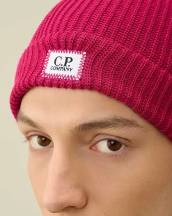 C.P. Company Cotton Logo Beanie Red Bud Shop