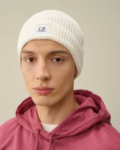 C.P. Company Cotton Logo Beanie Gauze White Fashion