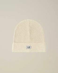 C.P. Company Cotton Logo Beanie Gauze White Fashion
