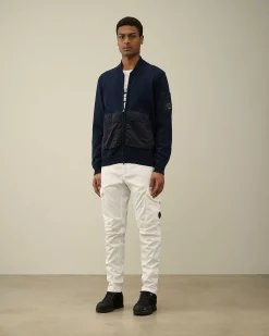 C.P. Company Cotton Mixed Bomber Knit Total Eclipse-Blue Shop