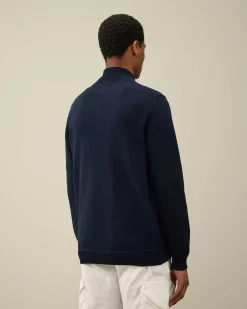 C.P. Company Cotton Mixed Bomber Knit Total Eclipse-Blue Shop